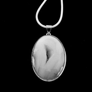 White Agate Goddess Druzy Pendant Sterling Clasp